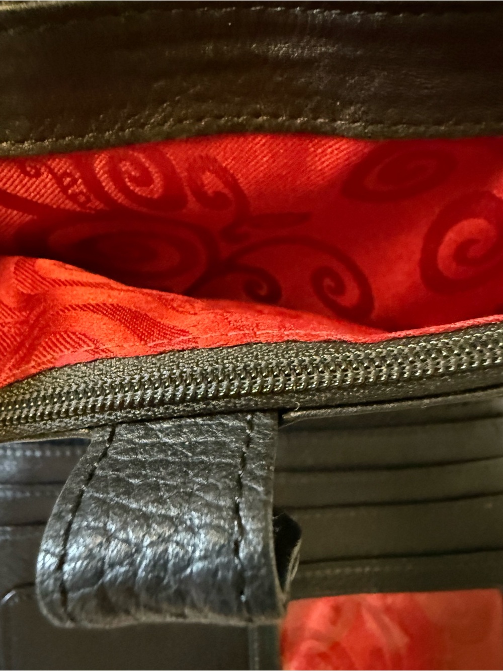 Brighton Black and Dark Brown Leather Crossbody with Croc Accents - Picture 7 of 13